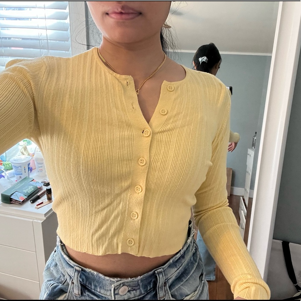 Garage Yellow Cropped Cardigan